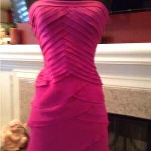 Tadashi Elegant Fuschia Silk Strapless Dress